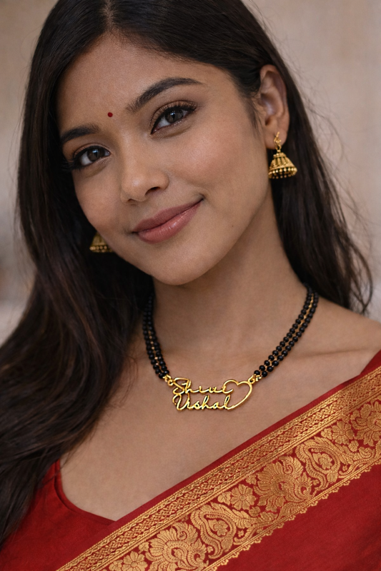 Elegant Couple Name Mangalsutra with Heart
