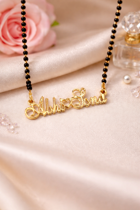 ✨ Personalized Couple Name Mangalsutra – Dainty Gold Finish ✨