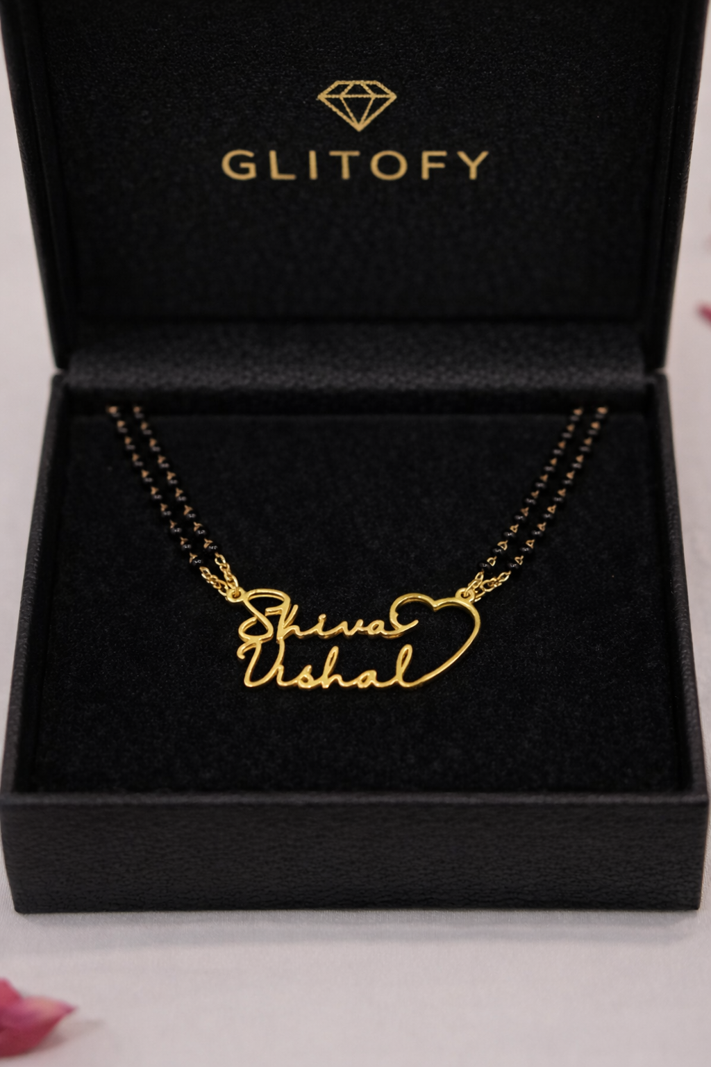 Elegant Couple Name Mangalsutra with Heart