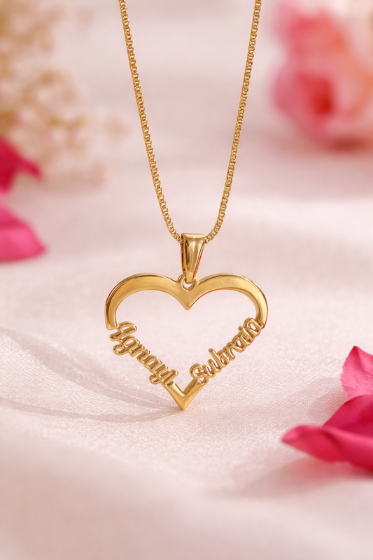 Personalized Couple Name Heart Necklace