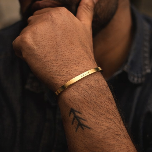 Personalized Name Bracelet for Men – Custom Gold Finish Engraved Bracelet