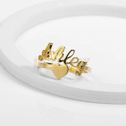 Name ring with Heart - Adjustable - Glitofy