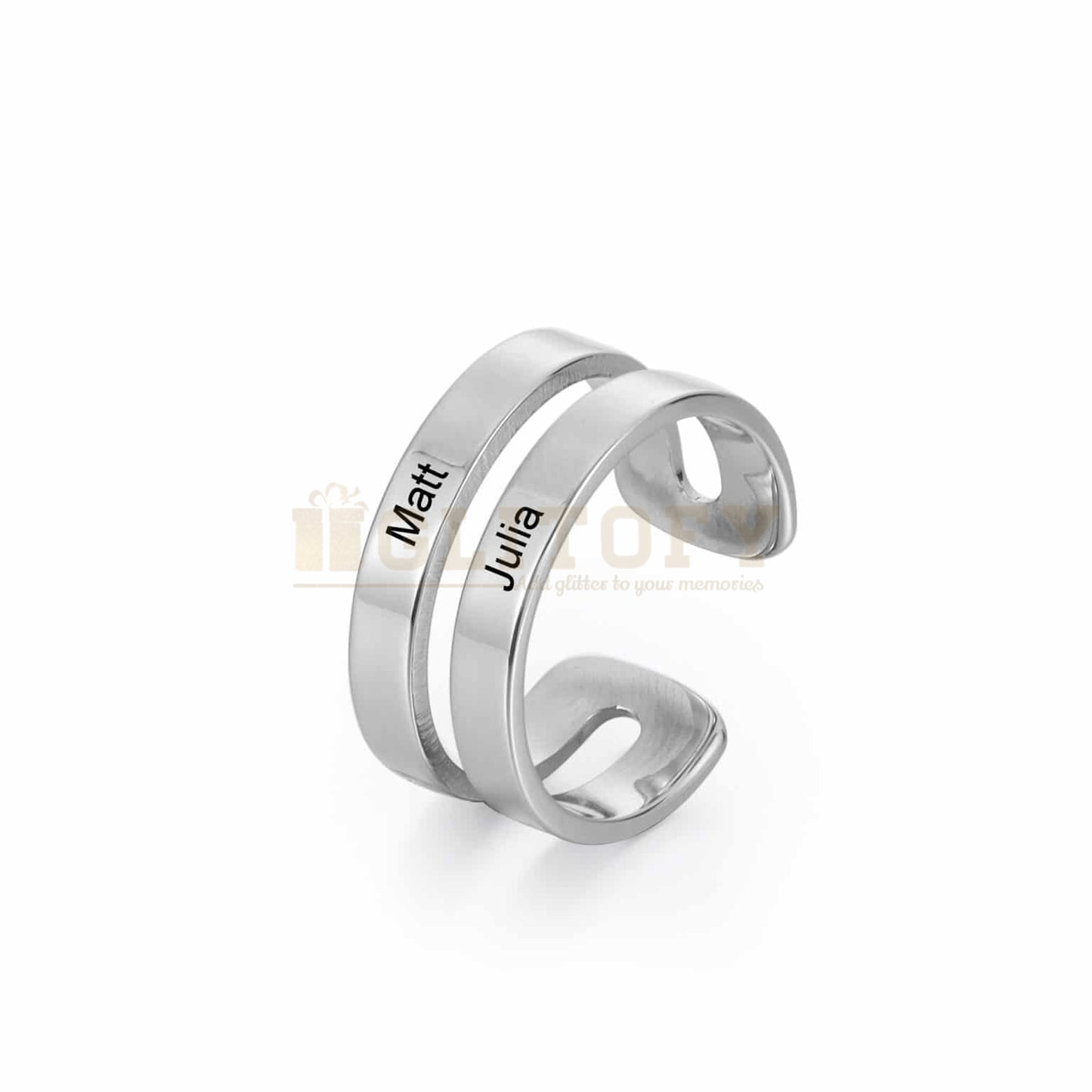 Couple Engraved Name Ring - adjustable - Glitofy