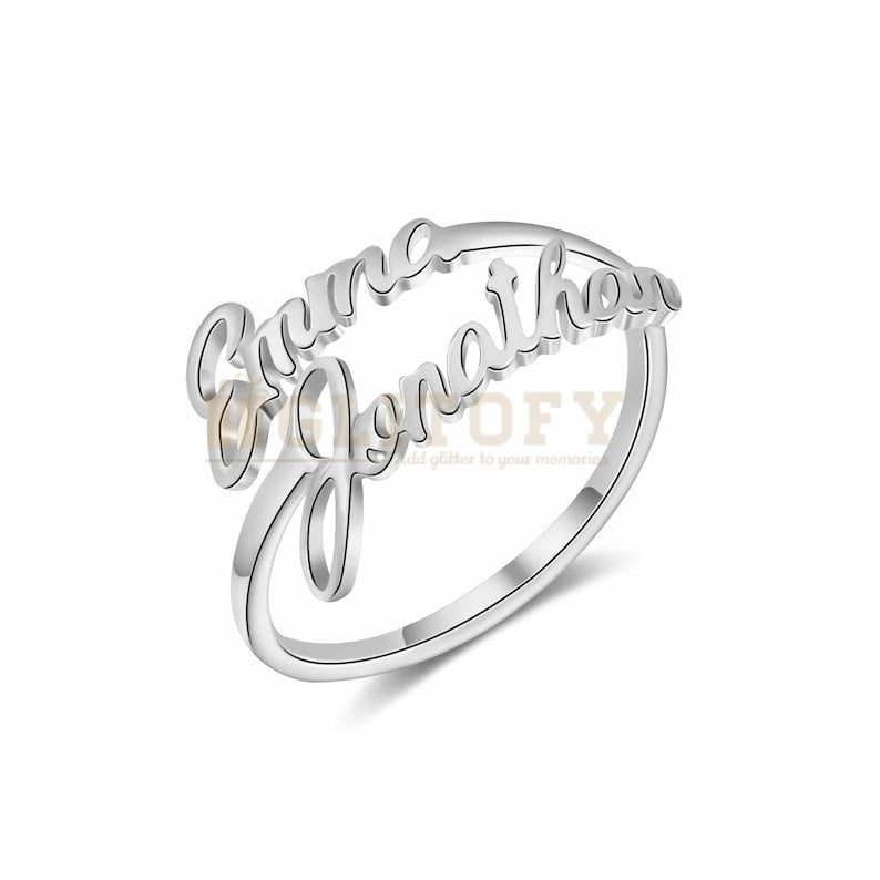 Dainty Couple Name Ring - Adjustable - Glitofy