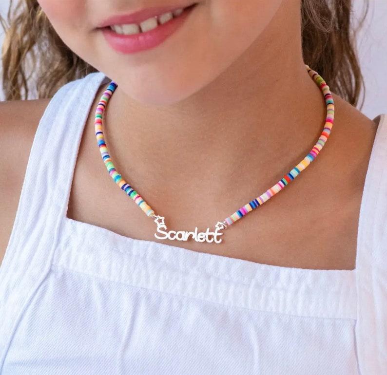 Kids Name Necklace with Rainbow chain - Glitofy