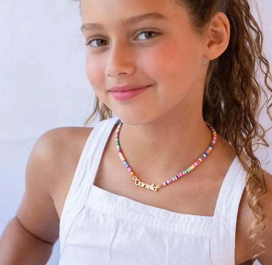 Kids Name Necklace with Rainbow chain - Glitofy