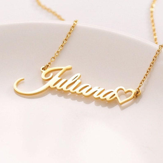 Personalised Name Necklace with Heart - Glitofy